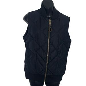 Eddie Bauer Bauer down small quilted black zip front vest  slant pockets